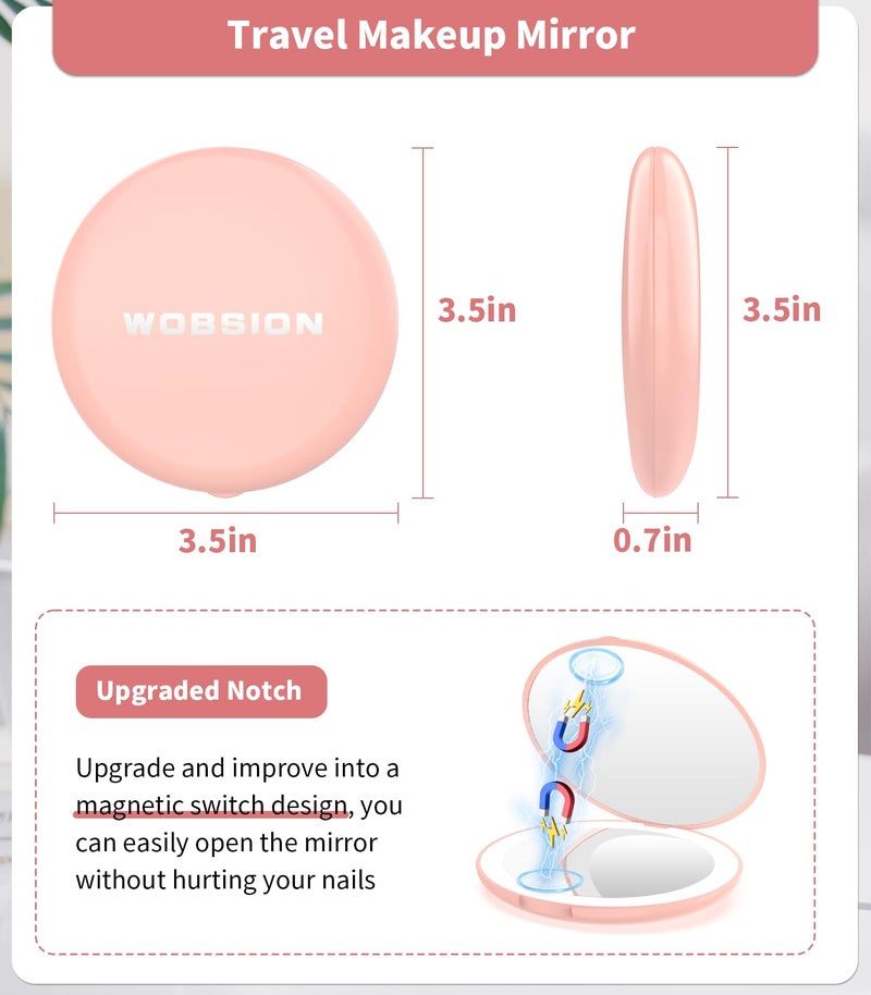 Wobsion Compact Travel Mirror - 1x/10x Magnification, Handheld 2-Sided, Perfect for Purses & Handbags - Image 3